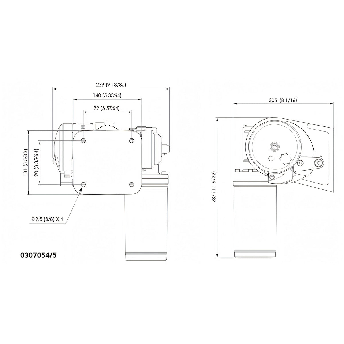 Verricello Quick BL2, disegno tecnico con dimensioni