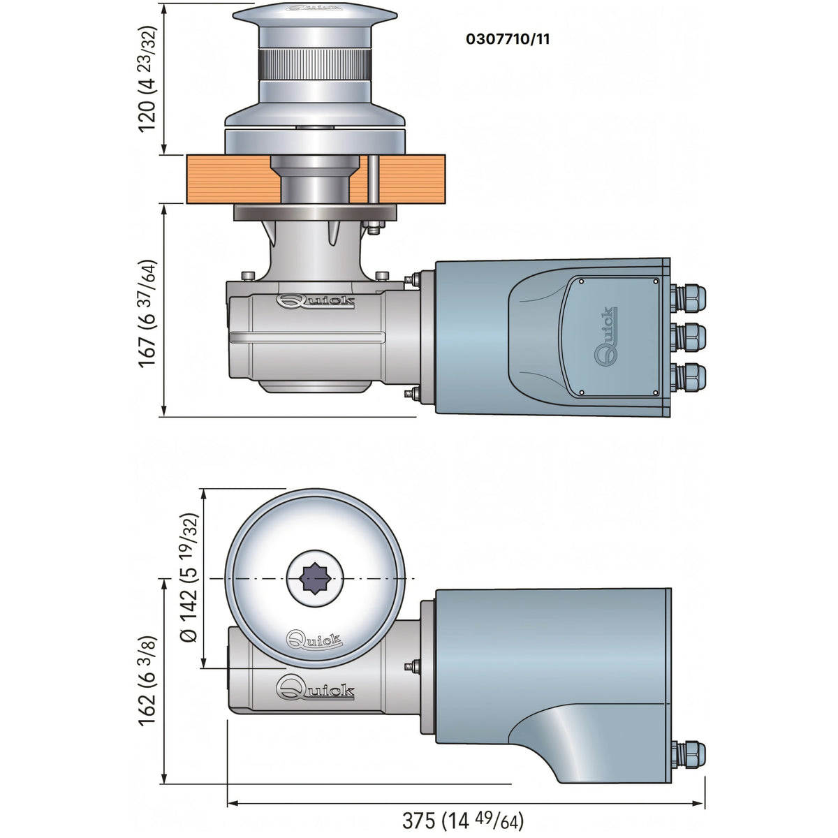 Verricello Quick Tumbler, disegno tecnico con dimensioni