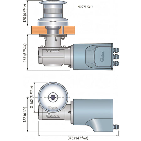Verricello Quick Tumbler, disegno tecnico con dimensioni
