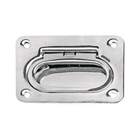 Maniglia a incasso in acciaio inox lucido con anello ovale e molla, piastra rettangolare 57x76 mm | Onautica