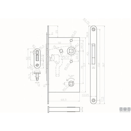 Motomarine serratura per porte scorrevoli in acciaio inox — Quadro maniglia 8x8 mm