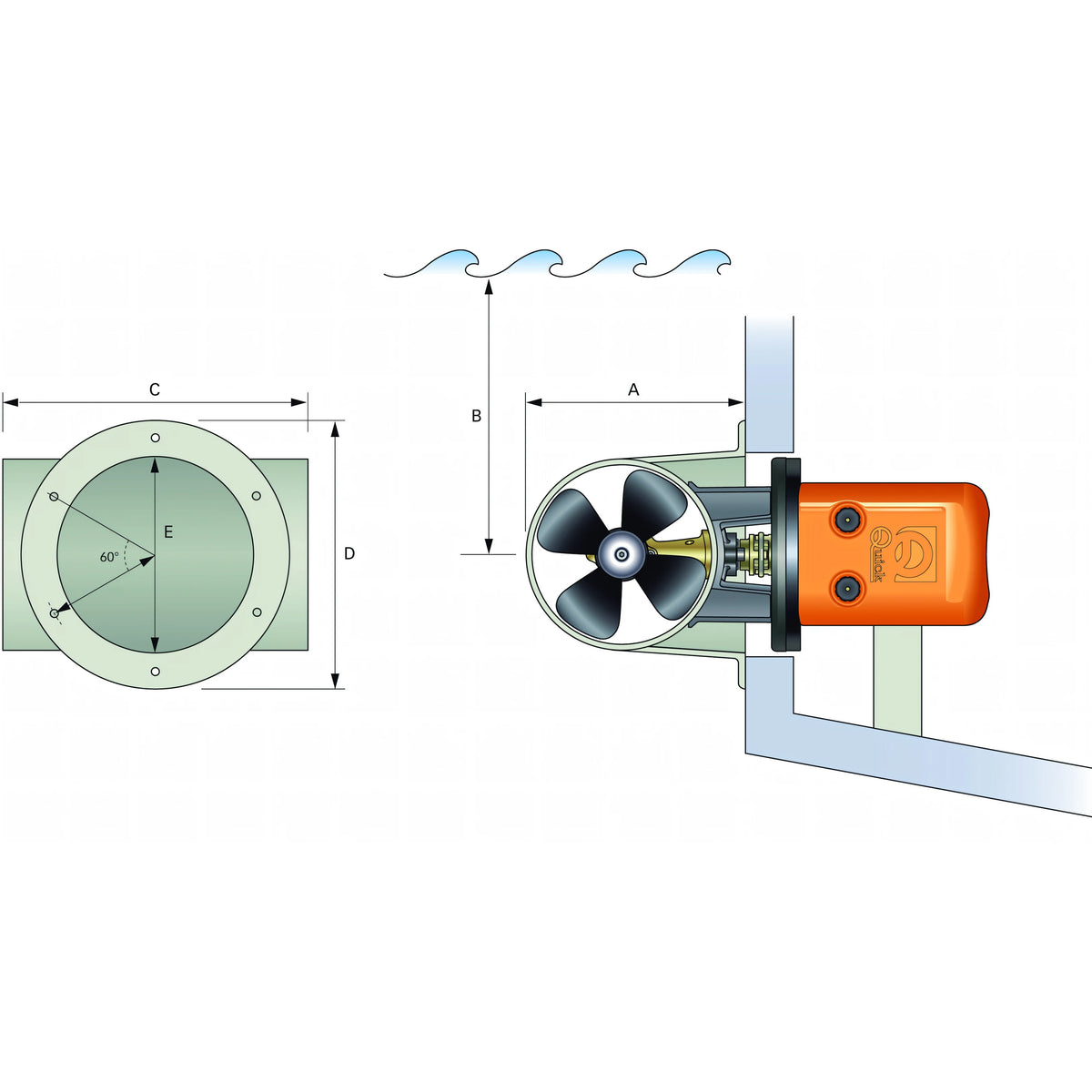 Tunnel di poppa Quick, disegno tecnico con quote