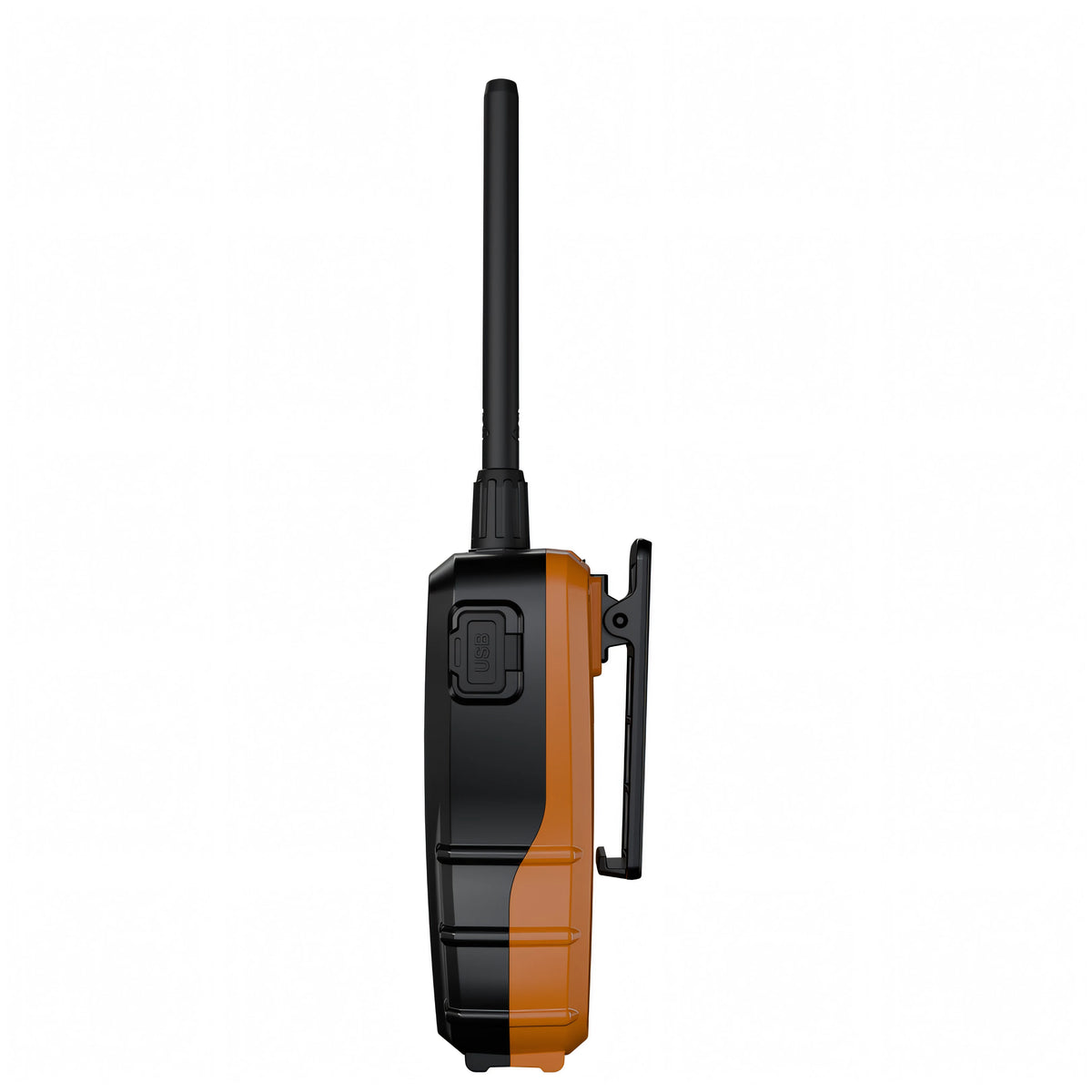 Radio VHF portatile Cobra Marine BlueBound 150E nera vista laterale con tasti in gomma | Onautica