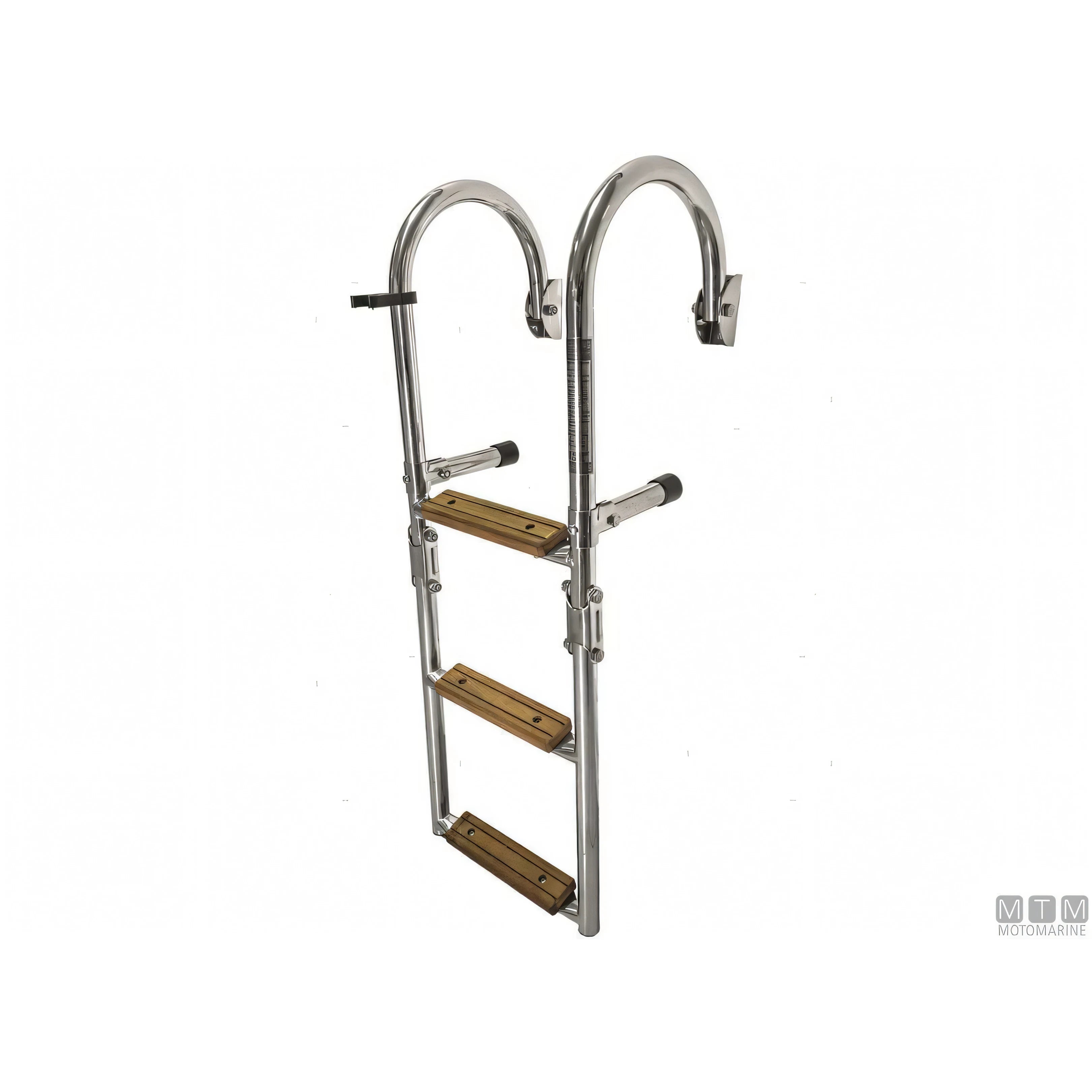 Motomarine Scaletta Pieghevole Inox con Legno — 3 gradini