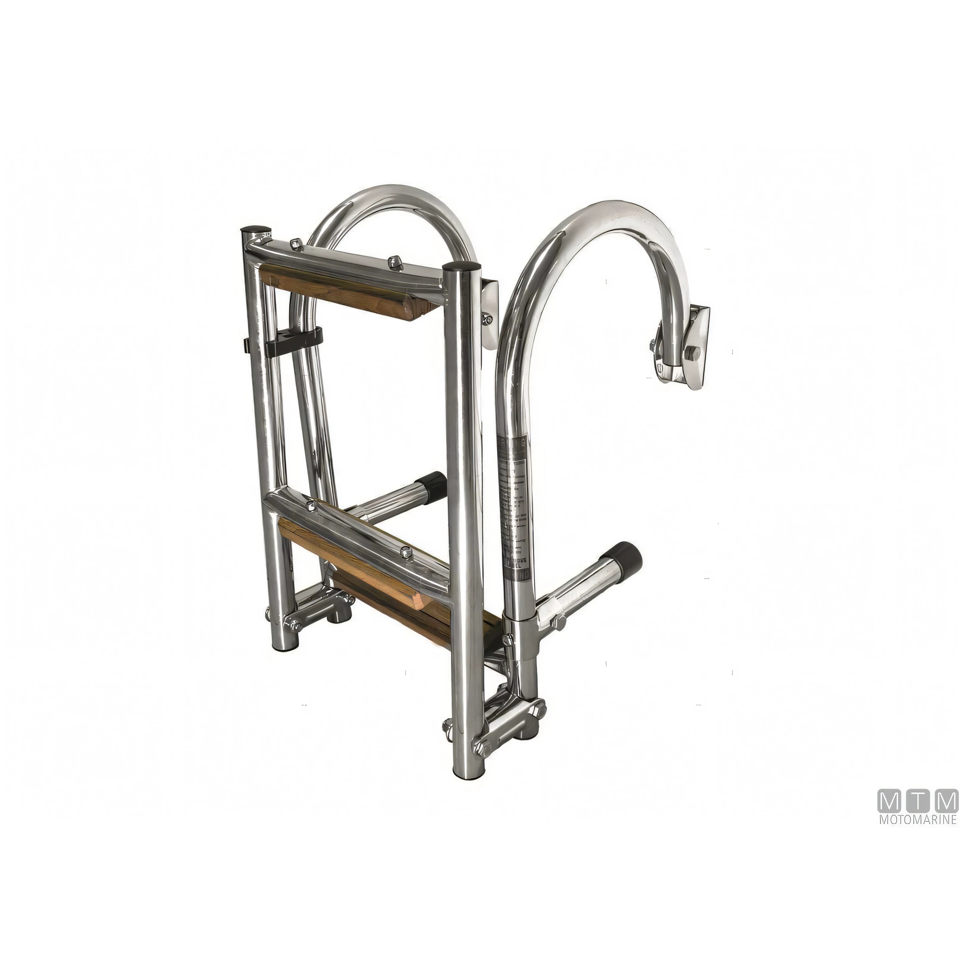 Motomarine Scaletta Pieghevole Inox con Legno — 3 gradini
