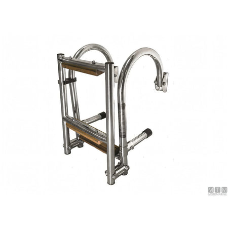 Motomarine Scaletta Pieghevole Inox con Legno — 3 gradini