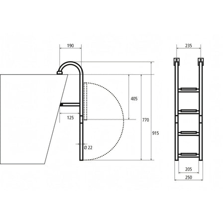 Motomarine Scaletta Pieghevole Inox con Legno — 4 gradini