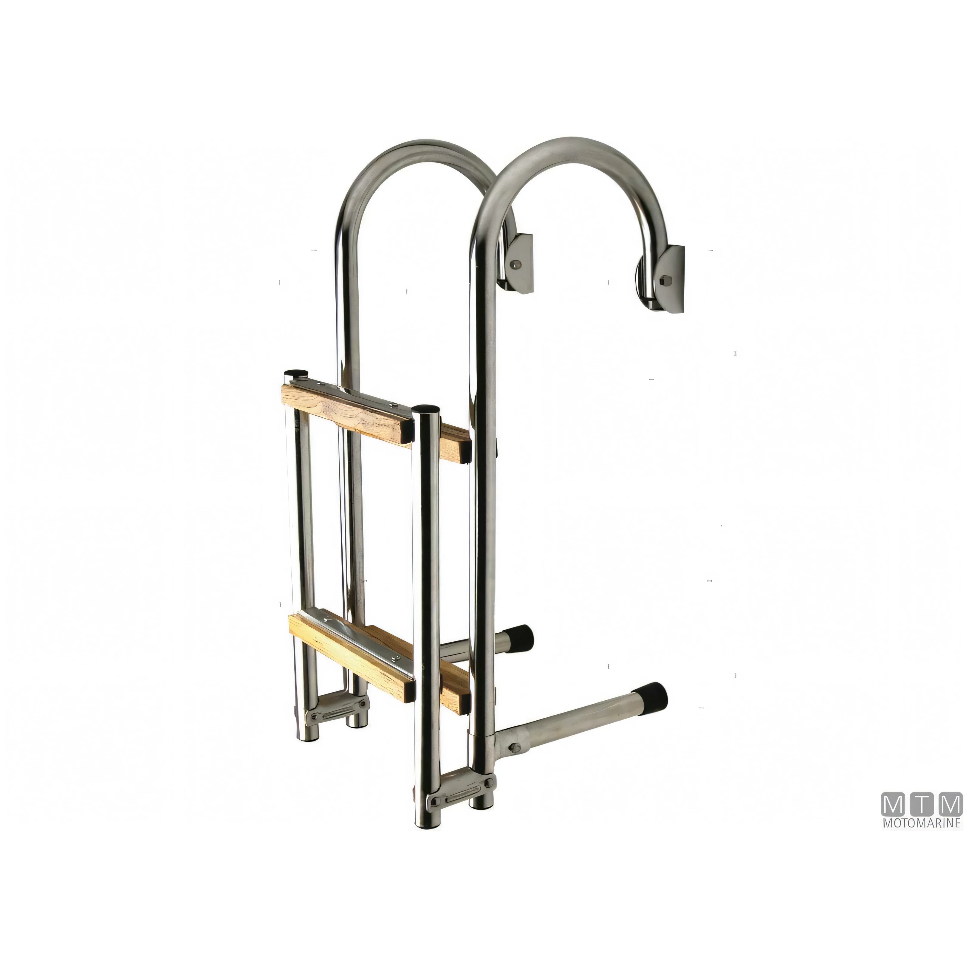 Motomarine Scaletta Pieghevole Inox con Legno — 4 gradini