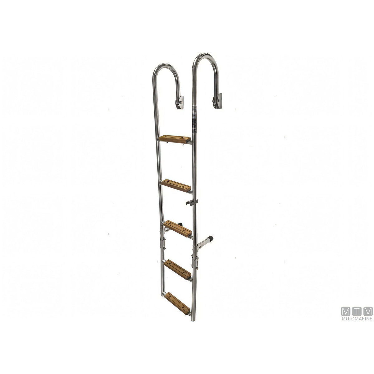 Motomarine Scaletta Pieghevole Inox con Legno — 5 gradini