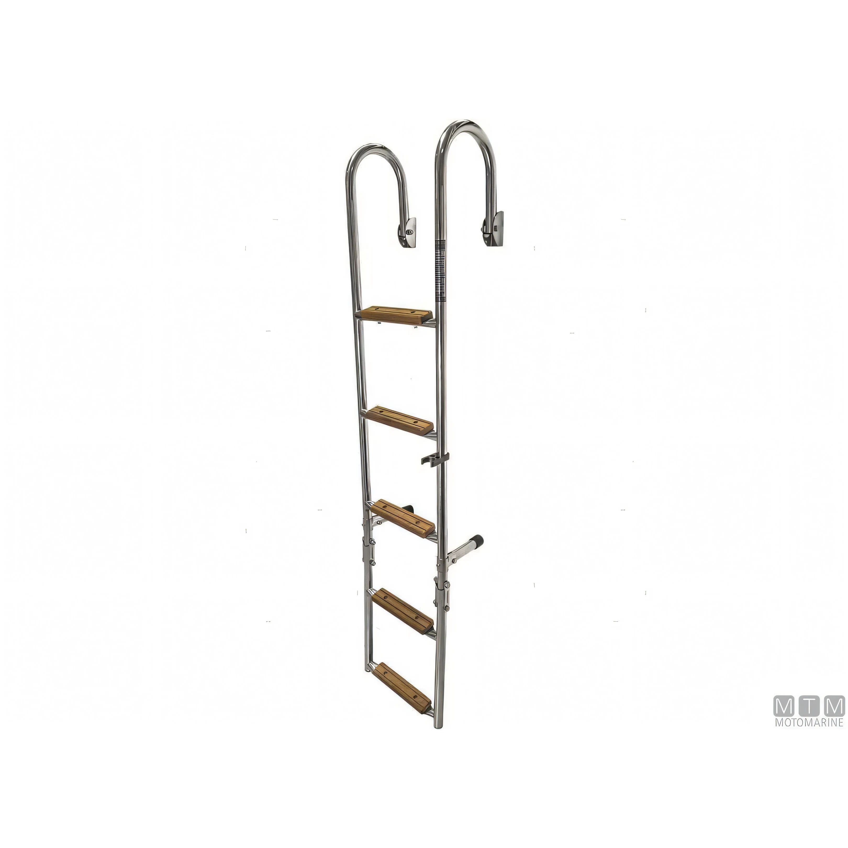 Motomarine Scaletta Pieghevole Inox con Legno — 5 gradini