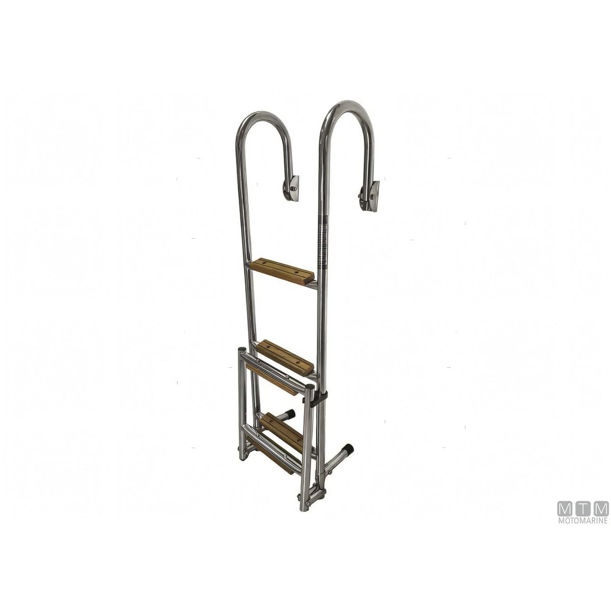 Motomarine Scaletta Pieghevole Inox con Legno — 5 gradini