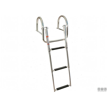 Motomarine scaletta telescopica con passamano in acciaio inox — 3 gradini