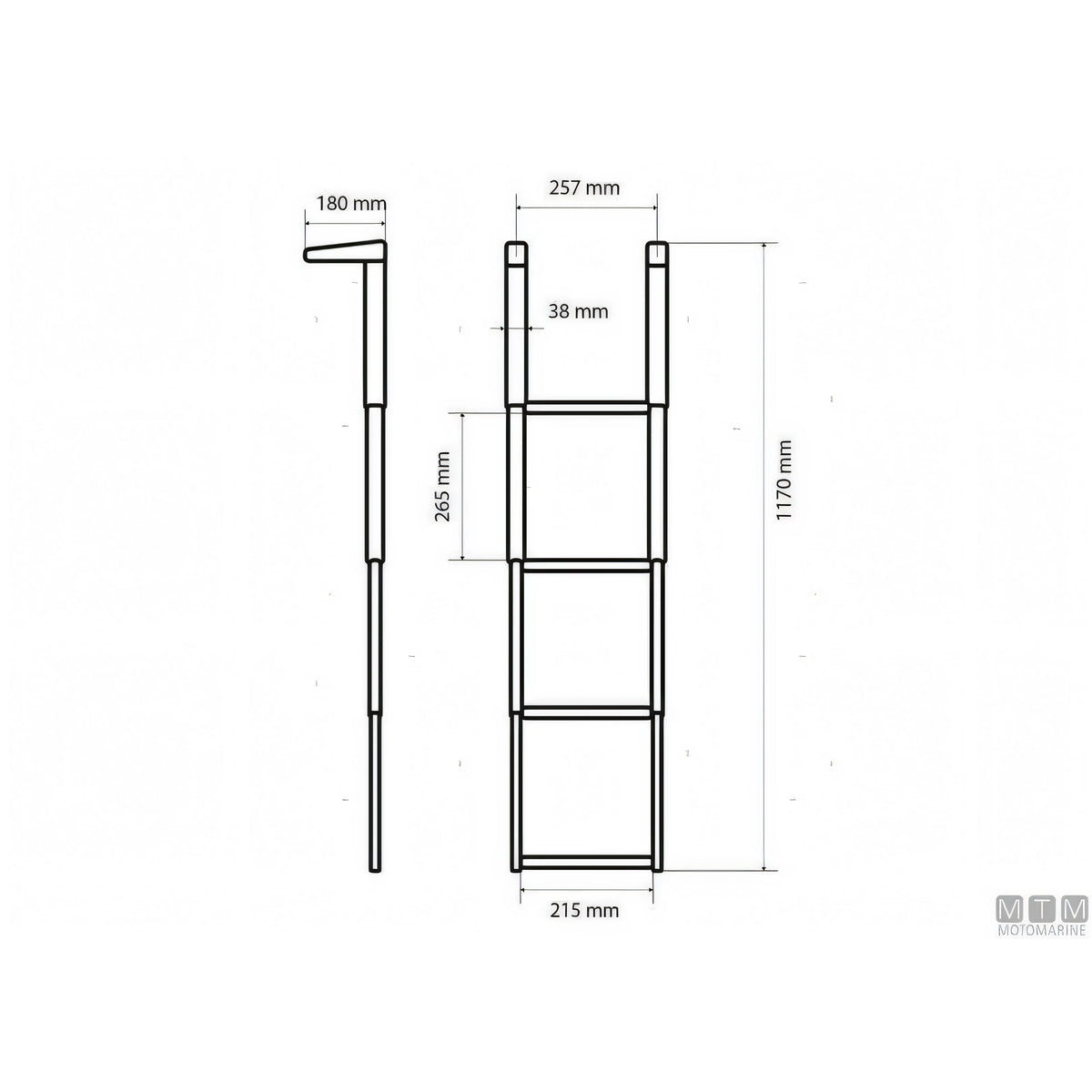 Motomarine scaletta telescopica slim acciaio inox — 3 gradini
