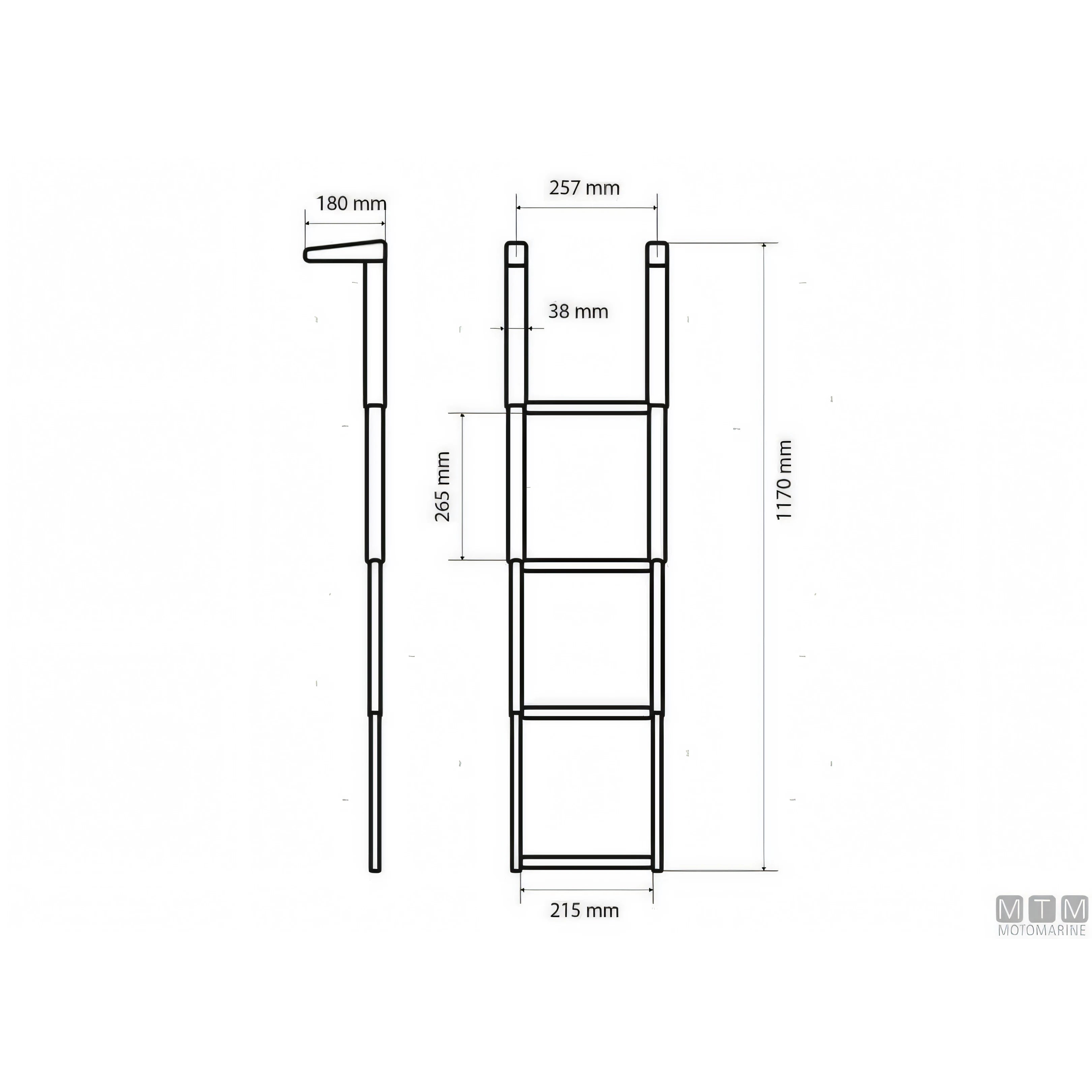 Motomarine scaletta telescopica slim acciaio inox — 3 gradini