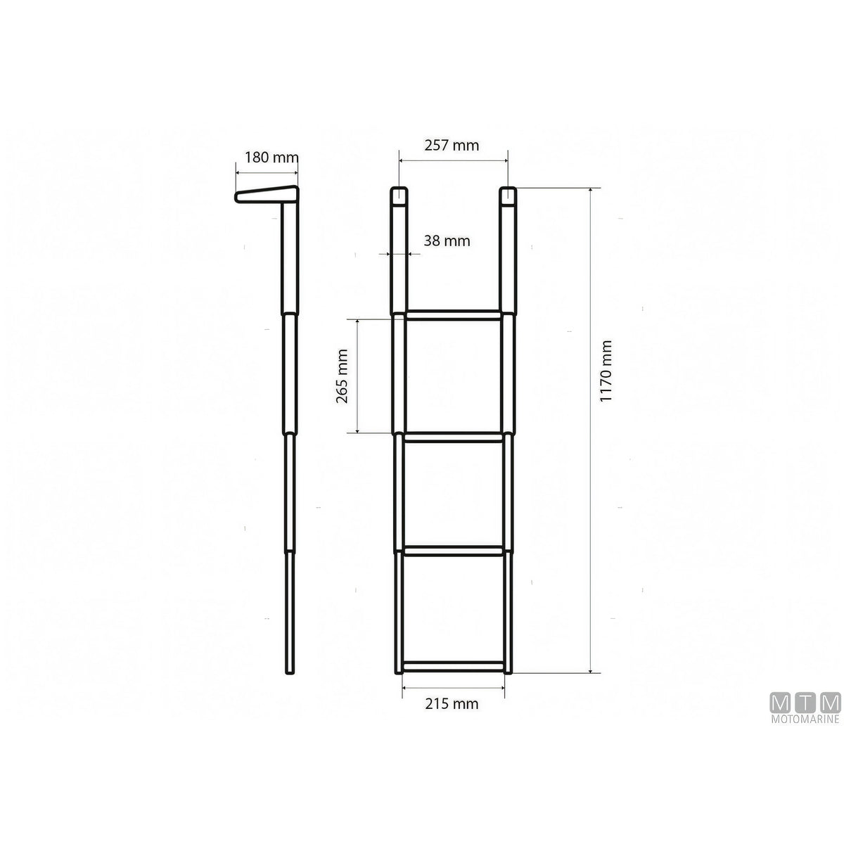 Motomarine scaletta telescopica slim acciaio inox — 4 gradini