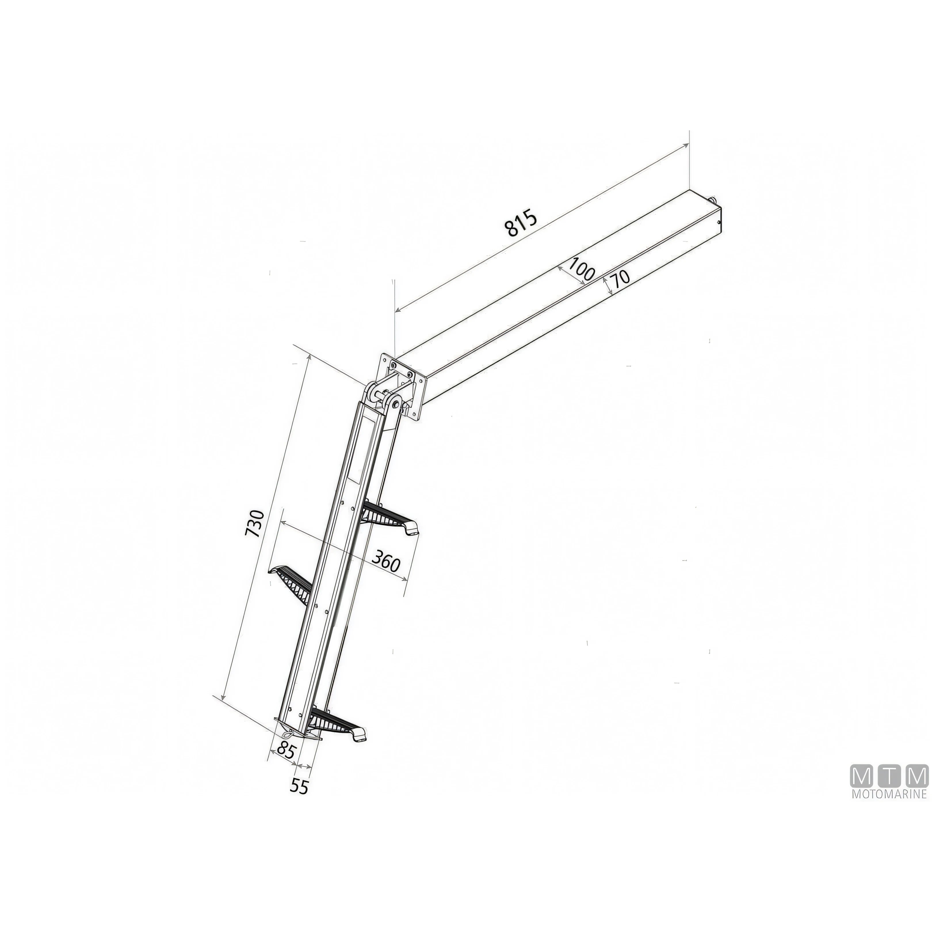 Garelick scaletta telescopica a scomparsa alluminio anodizzato — 3 gradini