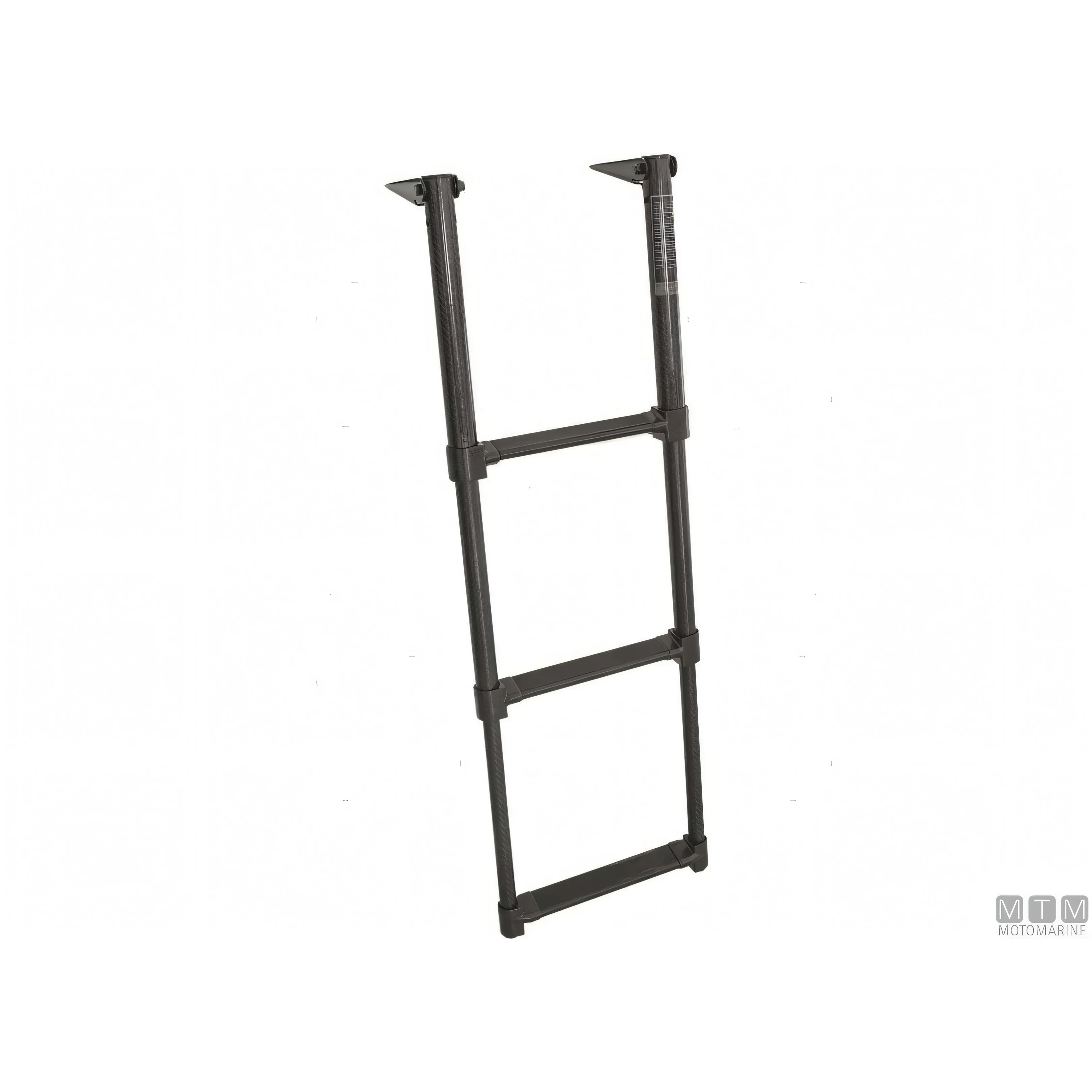 Scaletta telescopica ribaltabile in carbonio con supporti in acciaio inox per plancetta — 3 gradini