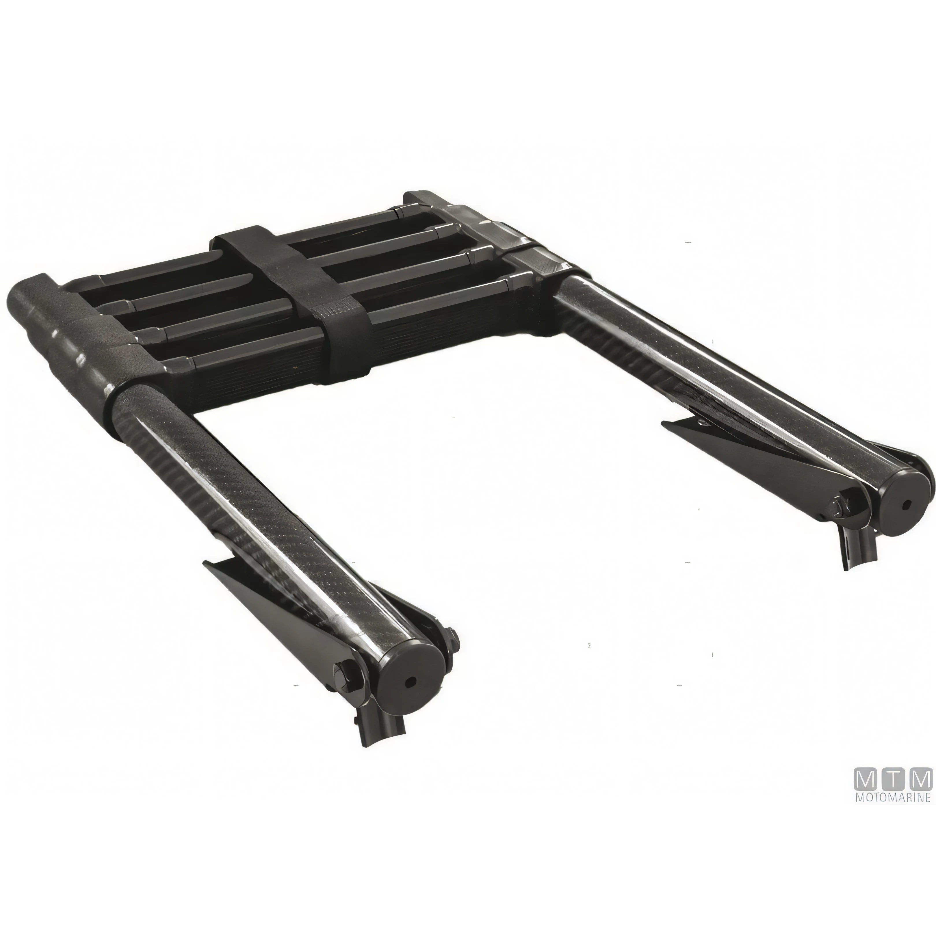 Scaletta telescopica ribaltabile in carbonio con supporti in acciaio inox per plancetta — 3 gradini