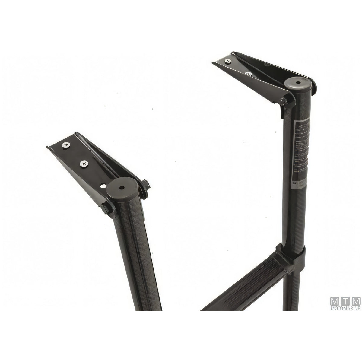 Scaletta telescopica ribaltabile in carbonio con supporti in acciaio inox per plancetta — 3 gradini