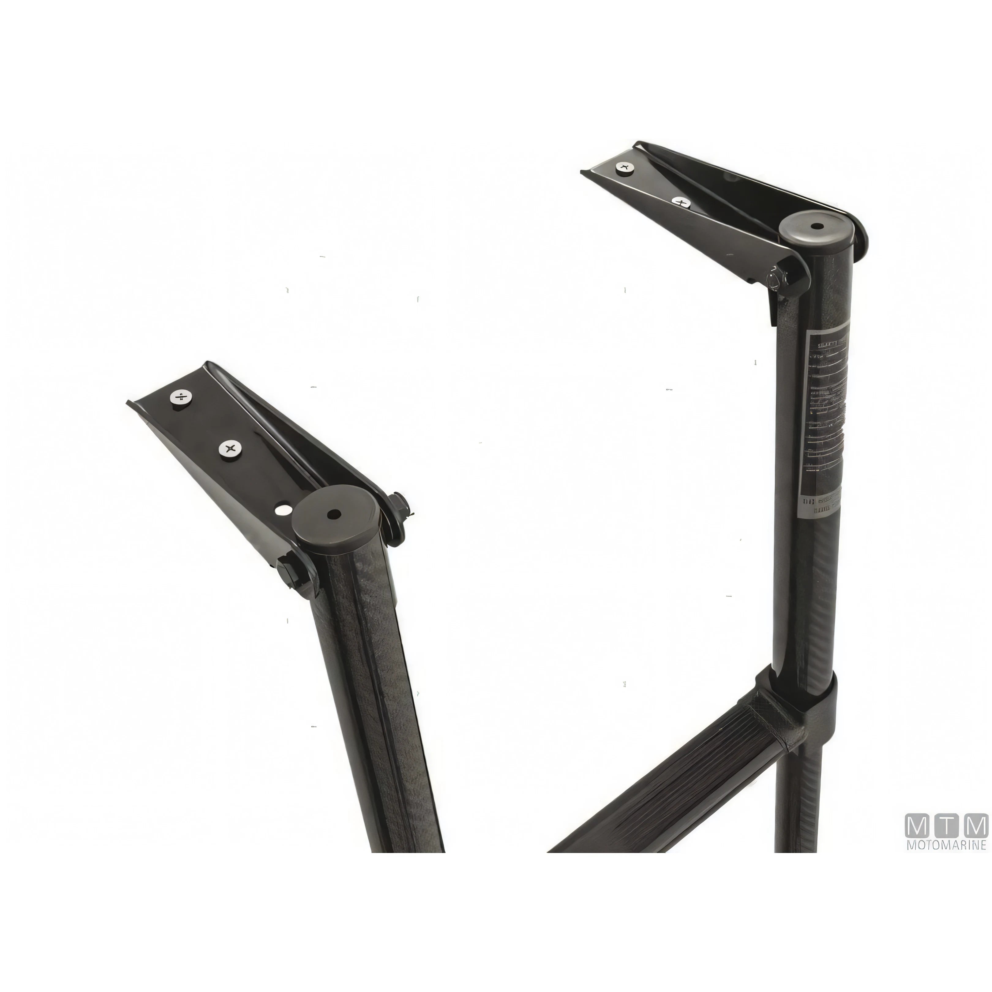 Scaletta telescopica ribaltabile in carbonio con supporti in acciaio inox per plancetta — 3 gradini