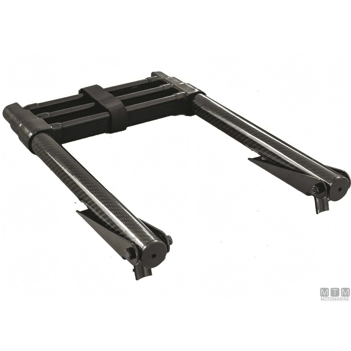Scaletta telescopica ribaltabile in carbonio con supporti in acciaio inox per plancetta — 3 gradini