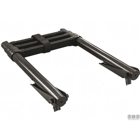 Scaletta telescopica ribaltabile in carbonio con supporti in acciaio inox per plancetta — 3 gradini
