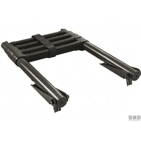 Scaletta telescopica ribaltabile in carbonio con supporti in acciaio inox per plancetta — 4 gradini
