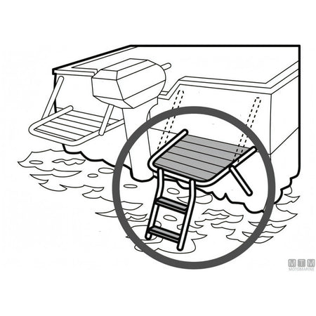 Plancetta Minox Motomarine con scaletta in acciaio inox e legno — S (2 gradini)