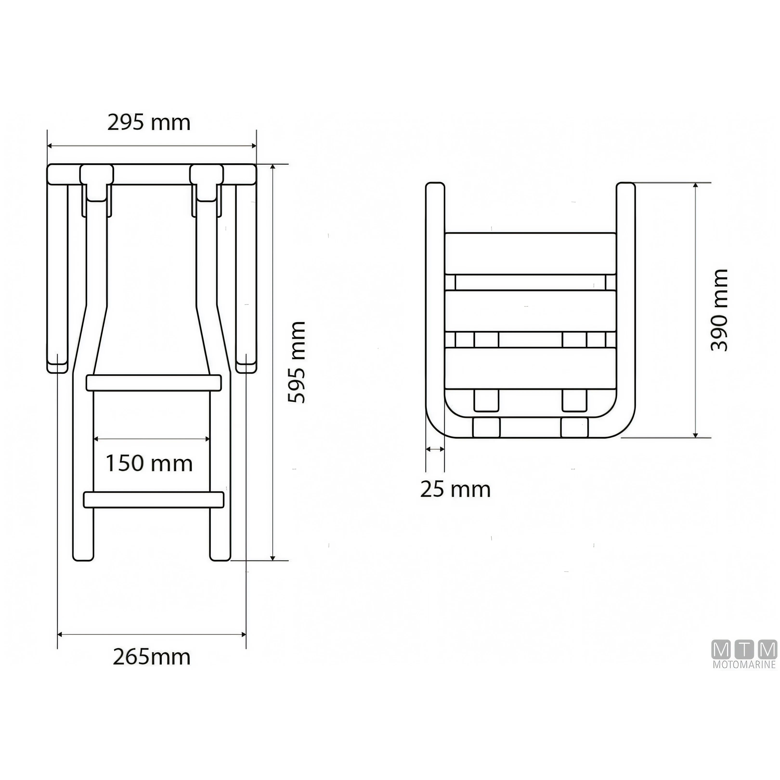 Plancetta Minox Motomarine con scaletta in acciaio inox e legno — S (2 gradini)