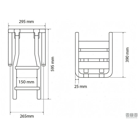 Plancetta Minox Motomarine con scaletta in acciaio inox e legno — S (2 gradini)