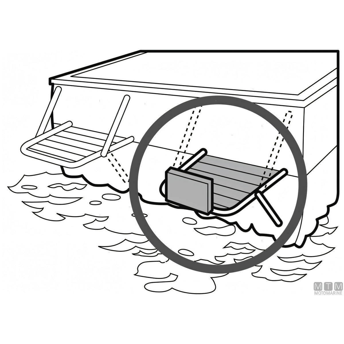 Motomarine plancetta Minox con supporto motore in acciaio inox e legno — S - 270x390 mm