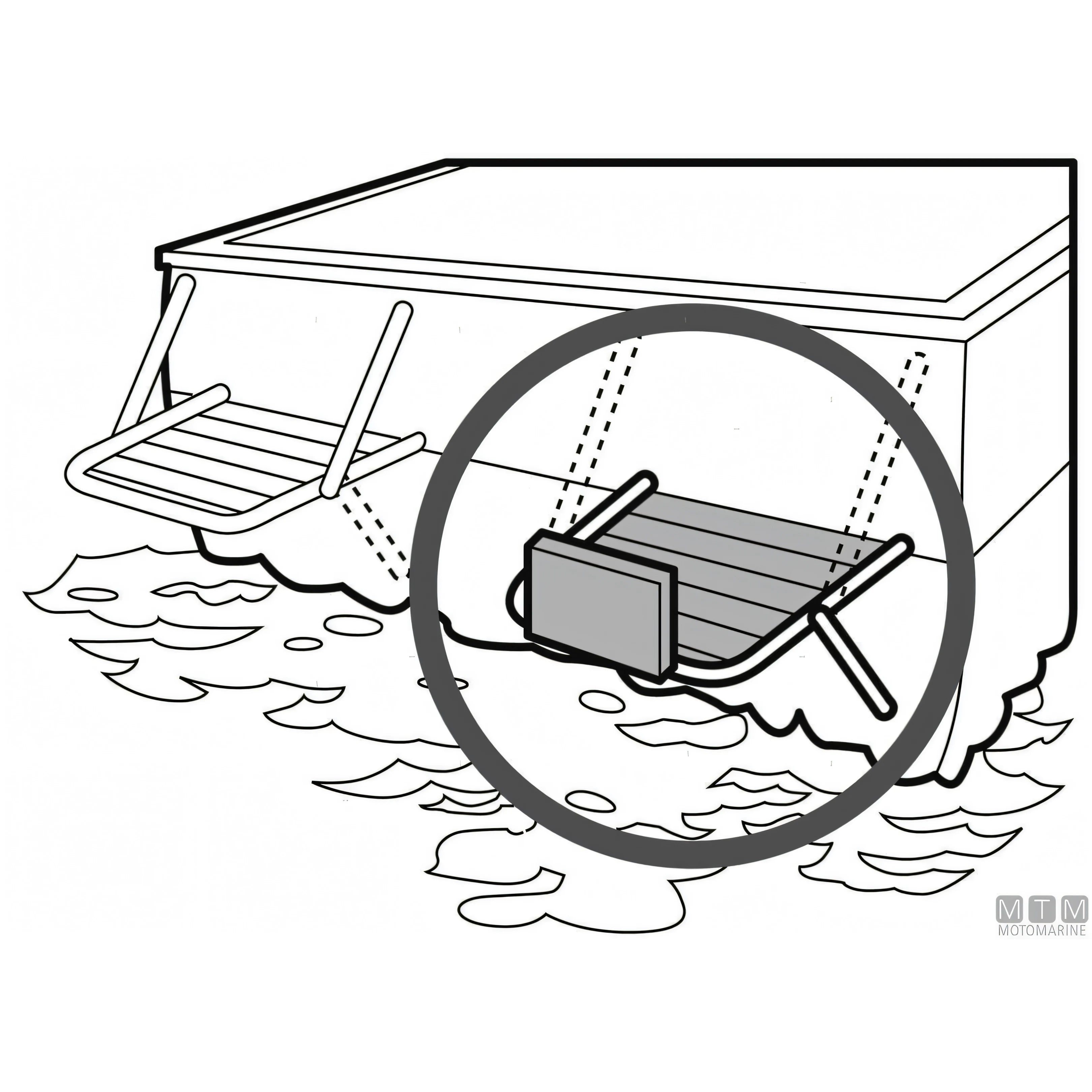 Motomarine plancetta Minox con supporto motore in acciaio inox e legno — S - 270x390 mm