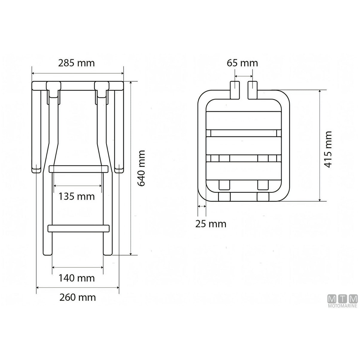 Scaletta pieghevole a 2 gradini della plancetta Tinox S Motomarine in acciaio inox