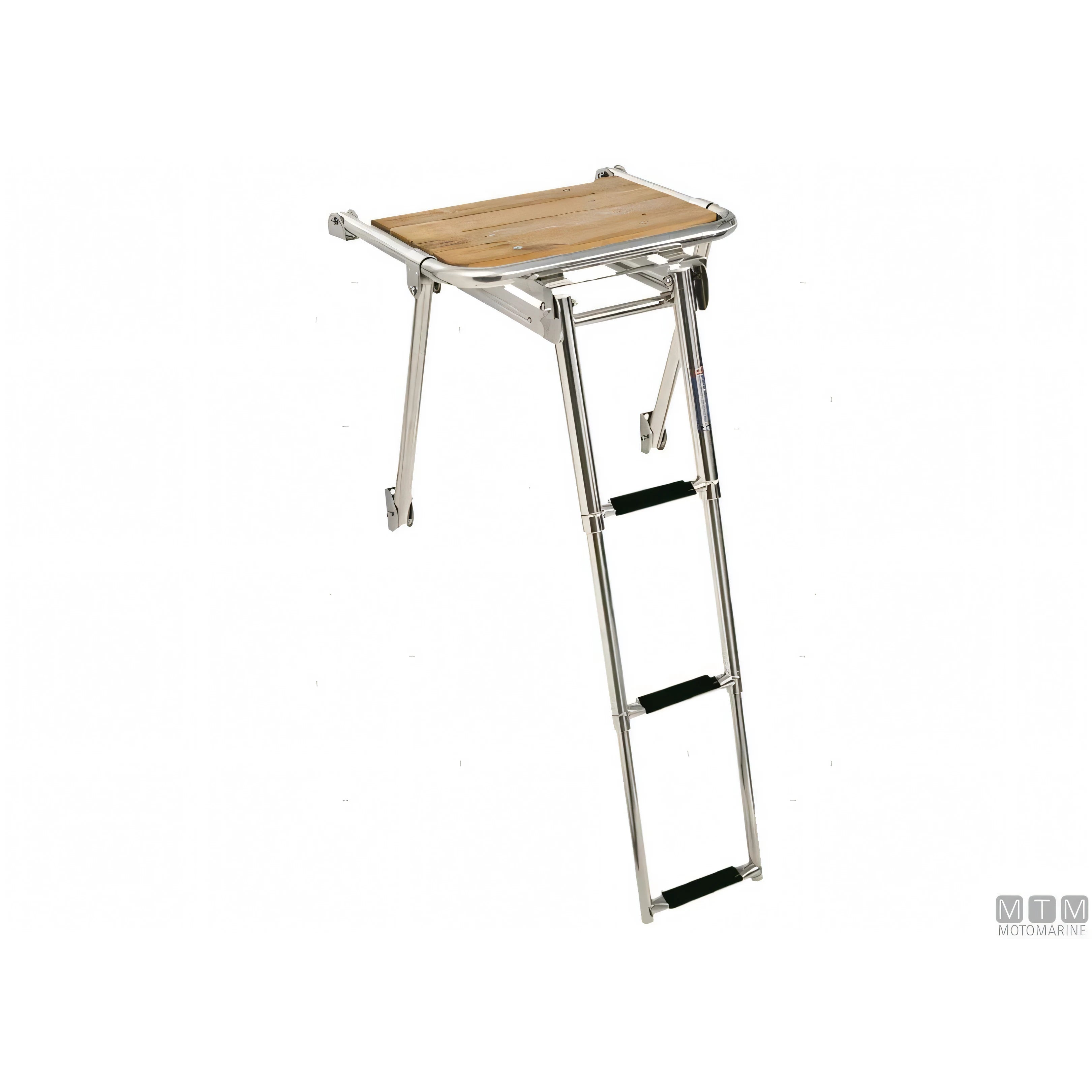 Motomarine plancetta teak con scaletta acciaio inox — 45x39 cm