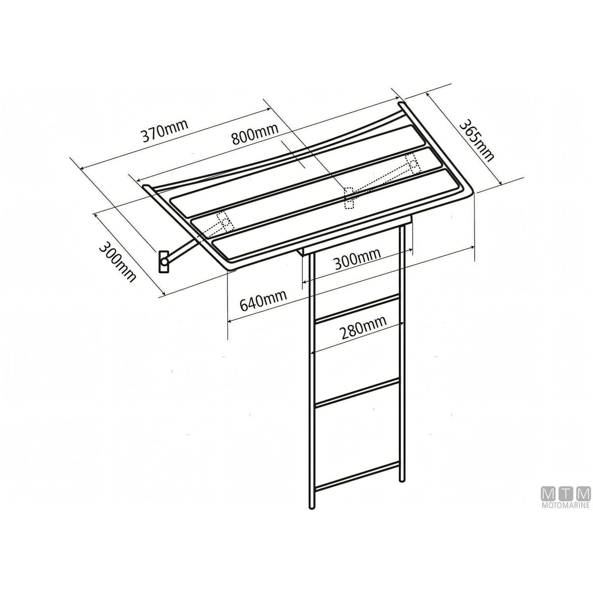Motomarine plancetta teak scaletta acciaio inox — 78x40 cm