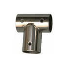 Giunto T 90° in acciaio inox lucido a tre vie con fori per spine, raccordo tubolare nautico | Onautica