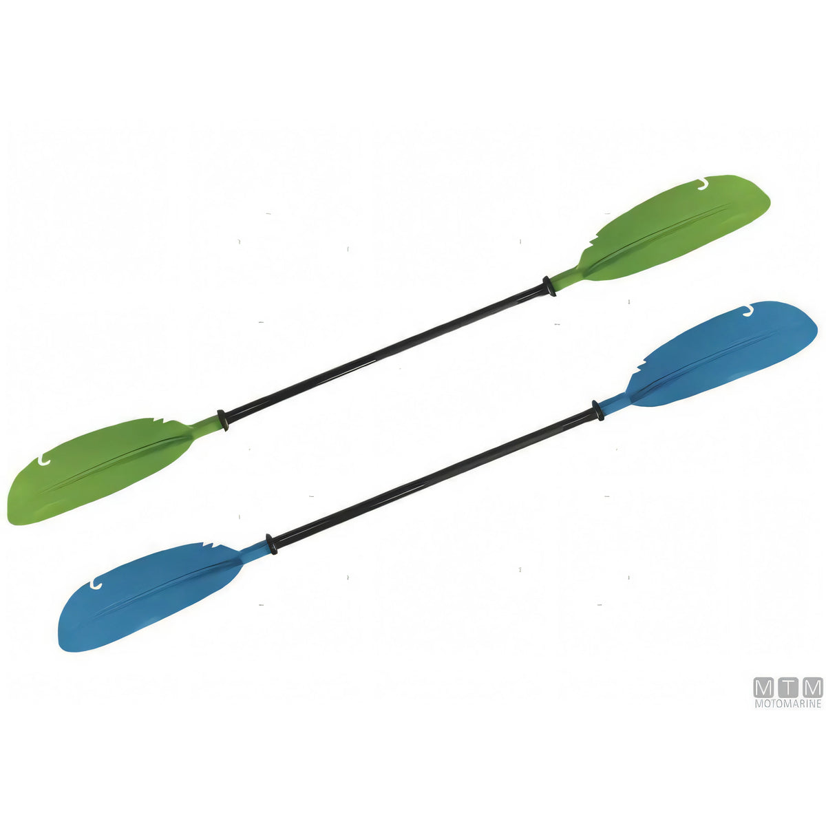 Pagaia divisibile Motomarine per kayak 220 cm in alluminio anodizzato, versione verde e blu