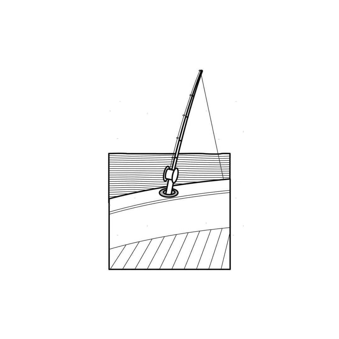 Supporto portacanne verticale a incasso bianco Ø40mm montato su deck barca, illustrazione tecnica | Onautica