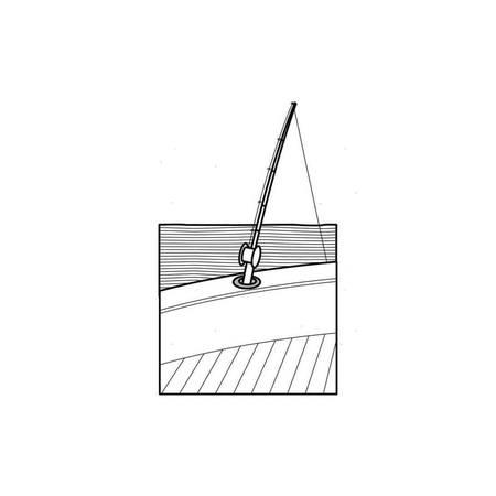 Supporto portacanne verticale a incasso bianco Ø40mm montato su deck barca, illustrazione tecnica | Onautica