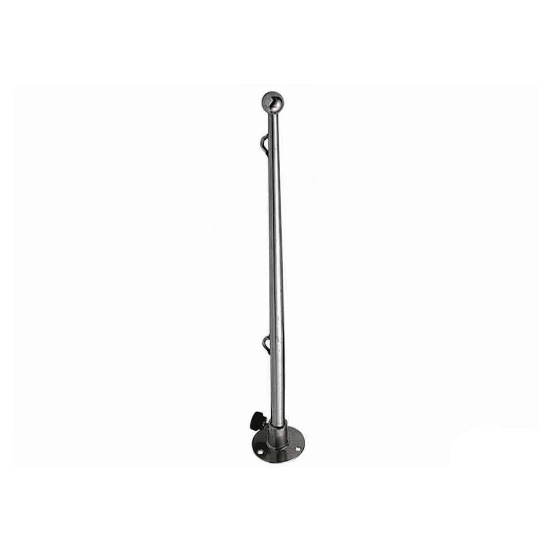 Asta portabandiera in acciaio inox 600mm con base circolare a vite e sfera terminale cromata | Onautica