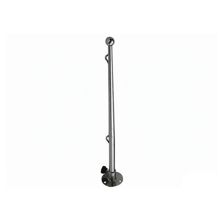 Asta portabandiera in acciaio inox 600mm con base circolare a vite e sfera terminale cromata | Onautica
