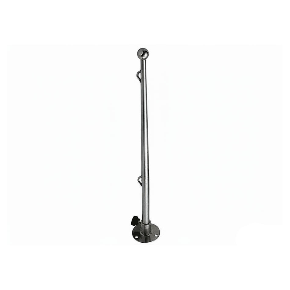 Asta portabandiera in acciaio inox lucido 600mm con base circolare e sfera terminale | Onautica
