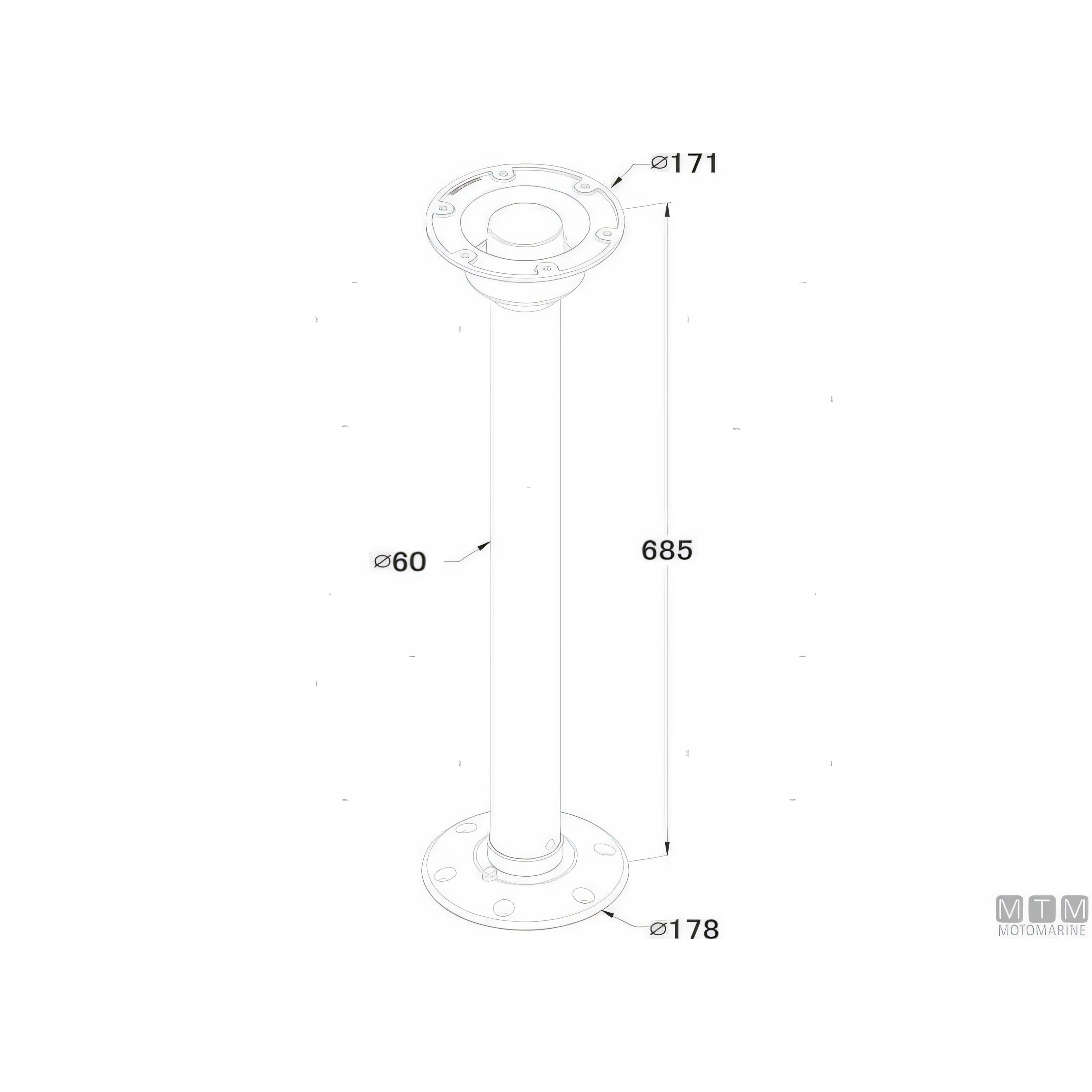 Motomarine Supporto Tavolo Twist Lock alluminio anodizzato nero — vista 4