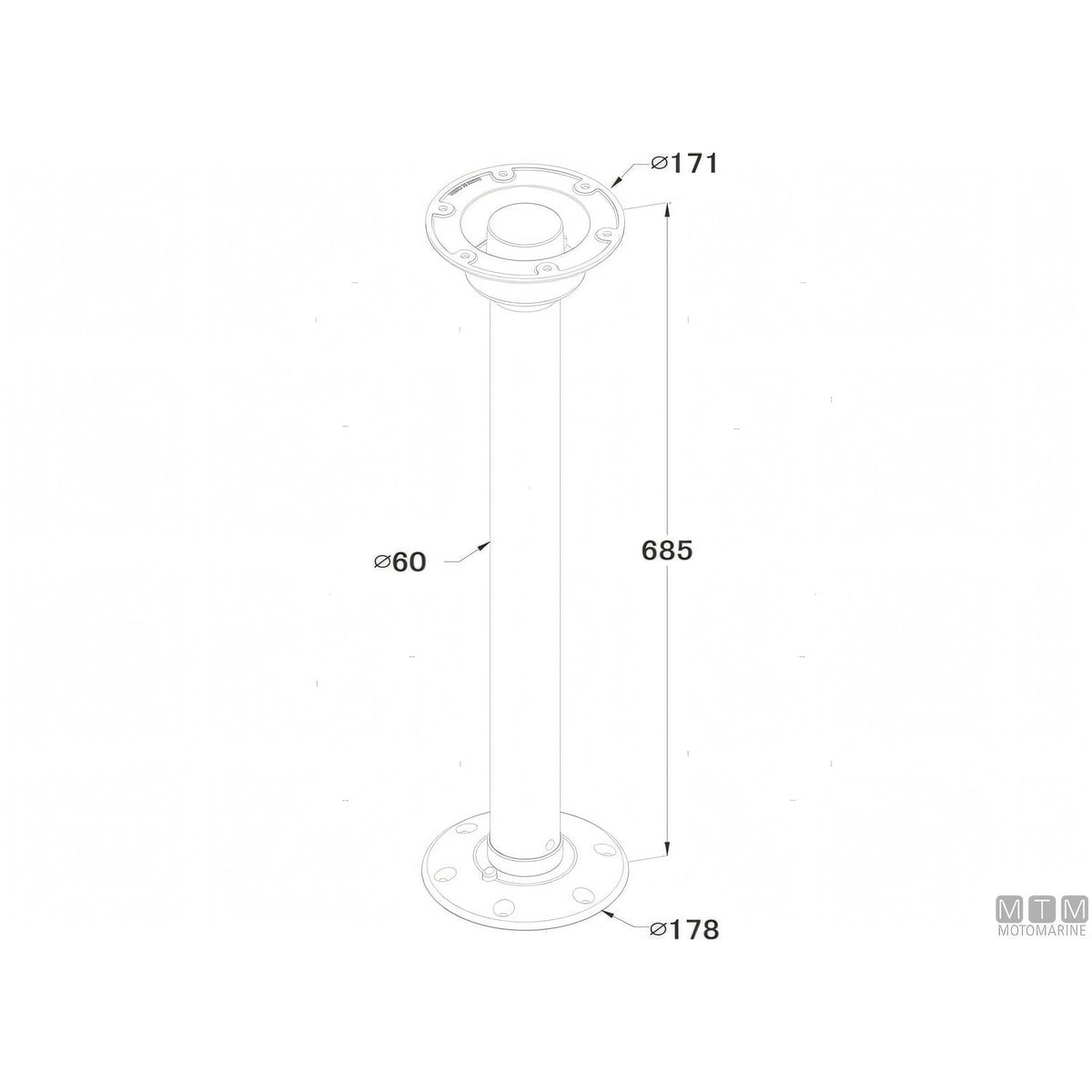 Motomarine Supporto Tavolo Twist Lock alluminio anodizzato nero — H 70 cm