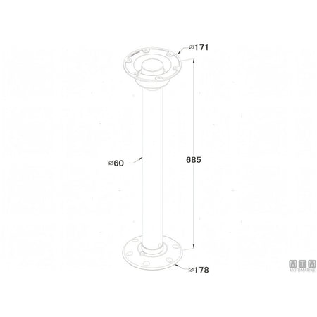 Motomarine Supporto Tavolo Twist Lock alluminio anodizzato nero — H 70 cm