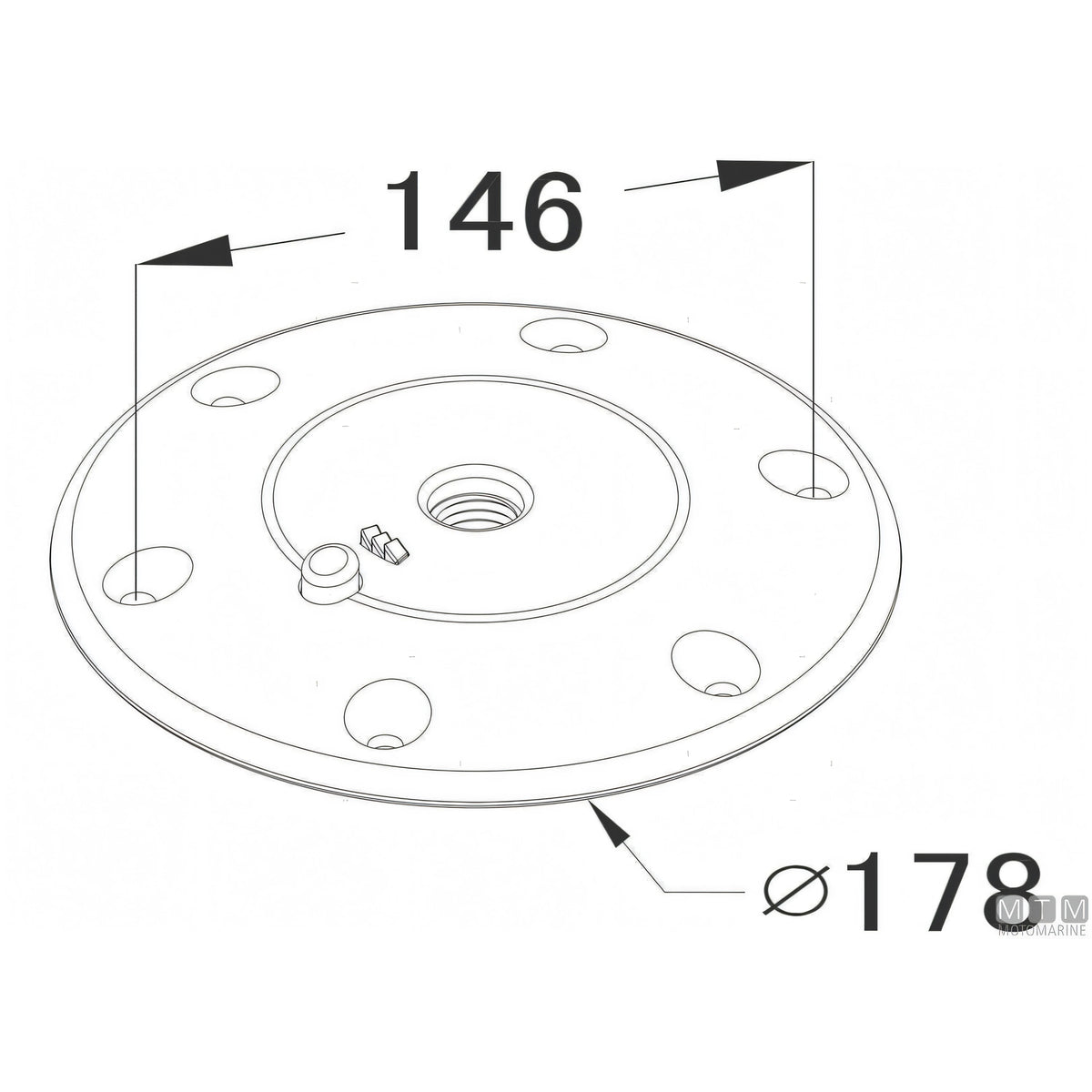 Motomarine Supporto Tavolo Twist Lock alluminio anodizzato nero — H 70 cm