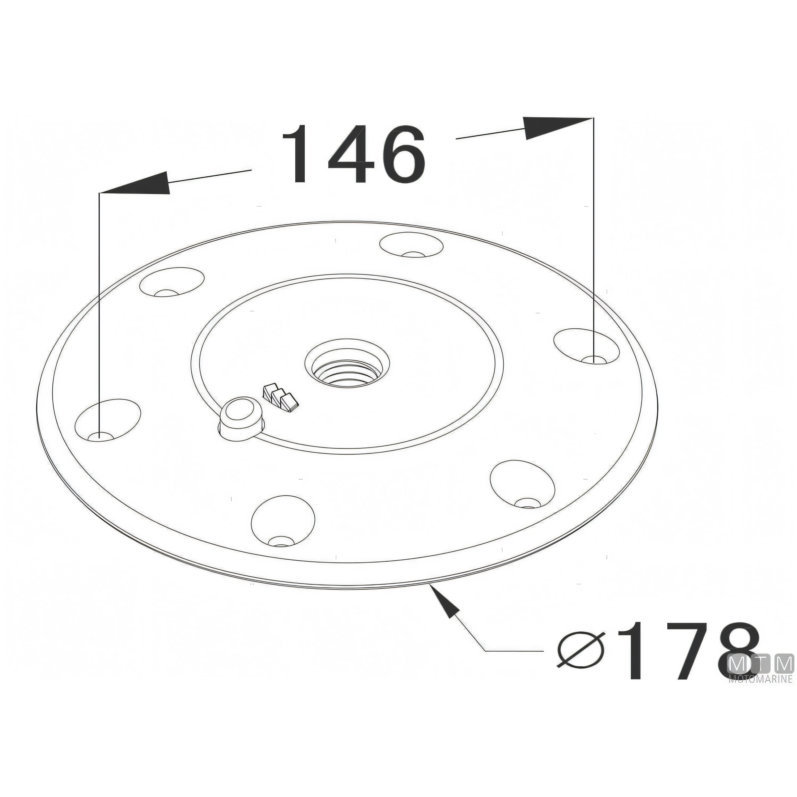 Motomarine Supporto Tavolo Twist Lock alluminio anodizzato nero — H 70 cm