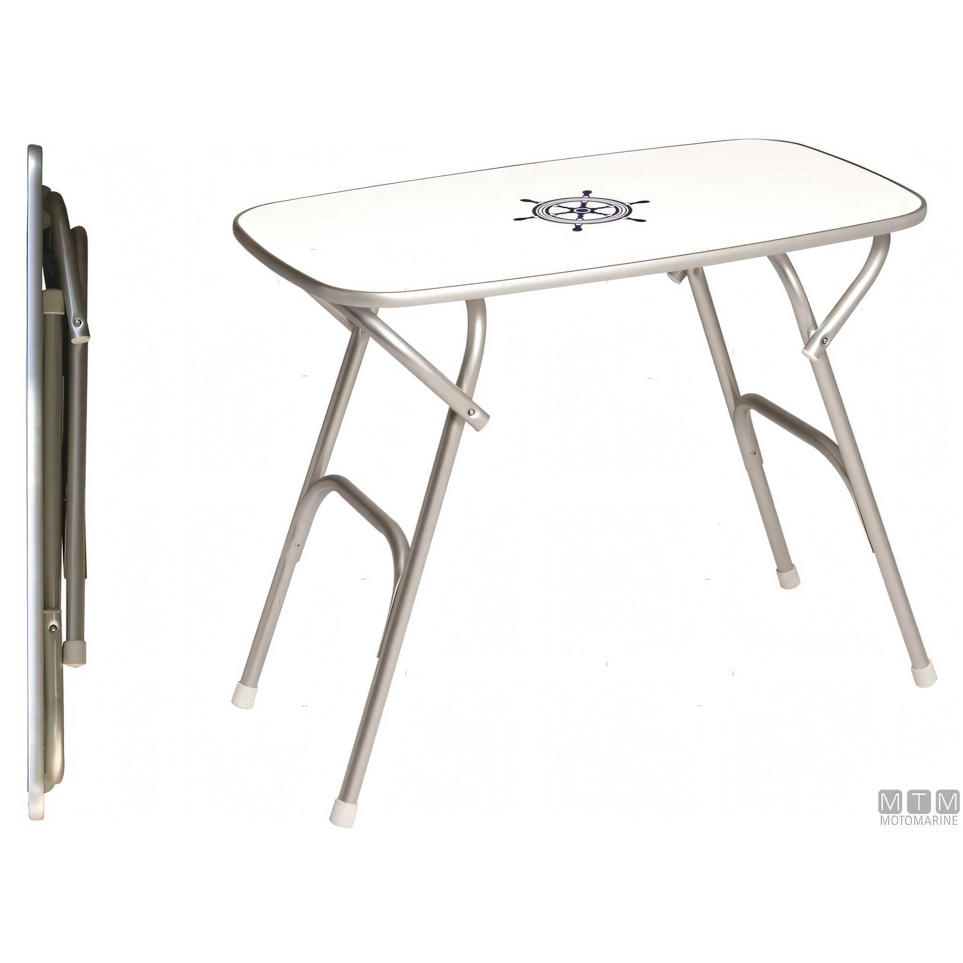 Forma tavolino pieghevole Top Rounded in melamina e alluminio — 88x51 cm