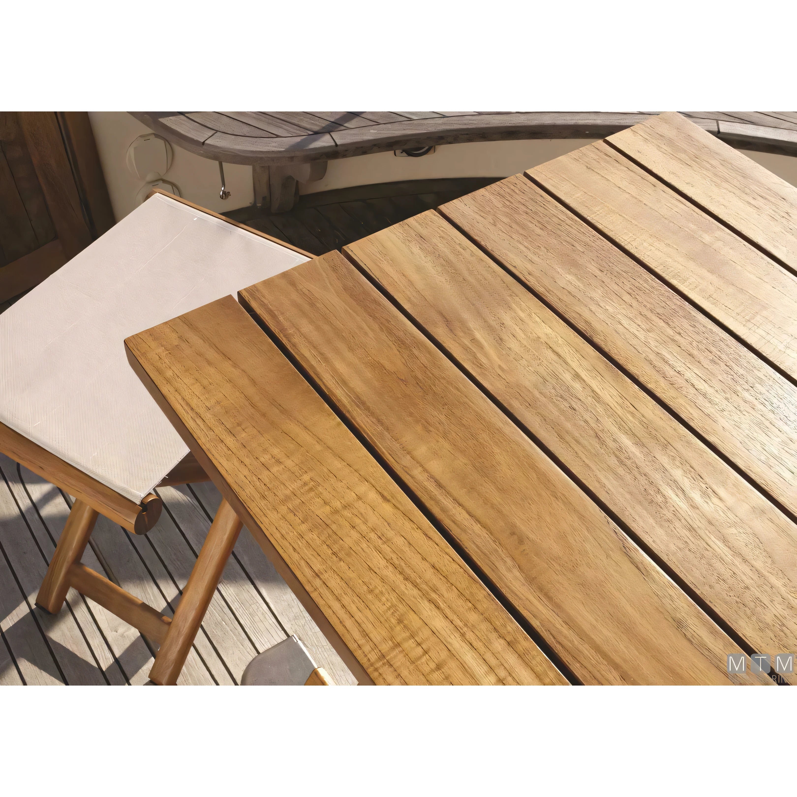 Marine Business tavolo pieghevole in teak con ferramenta inox — 120x40/80 cm H60/75 cm