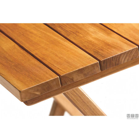 Marine Business tavolo pieghevole in teak con ferramenta inox — 120x40/80 cm H60/75 cm